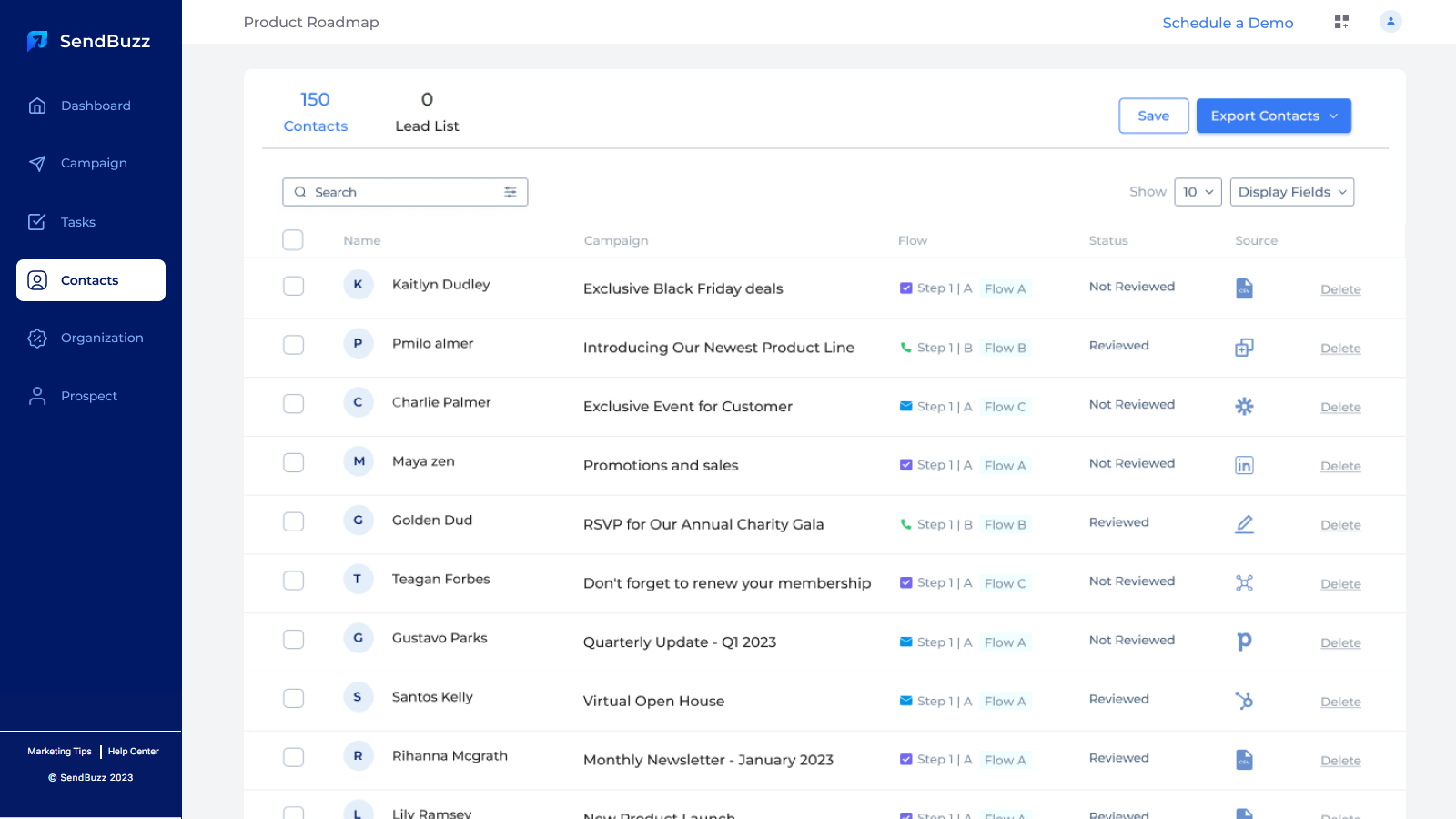 Add your HubSpot prospects to SendBuzz.